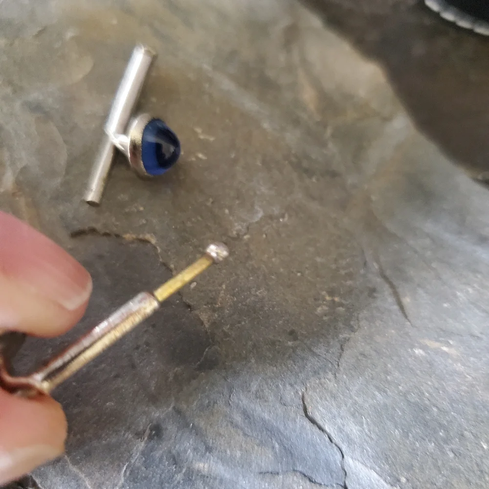 Vintage Sterling Silver Blue Stone Cufflinks